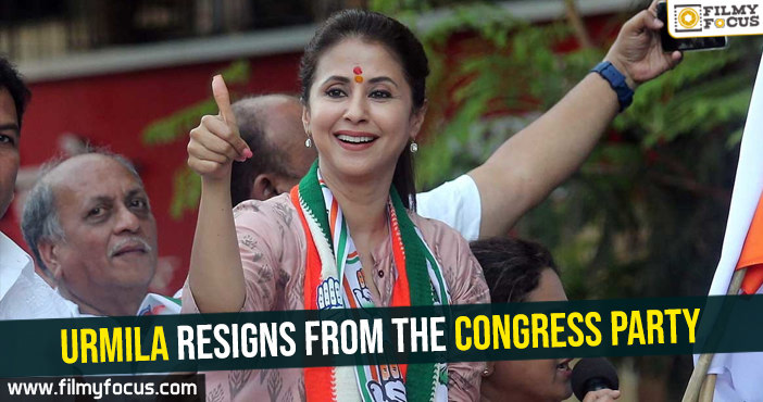 Urmila resigns from the congress party