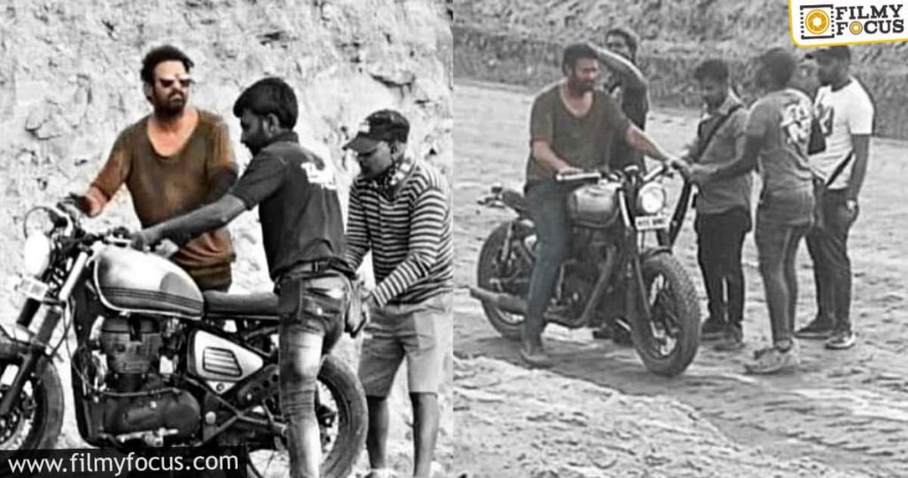 viral pic prabhas rides a vintage bullet
