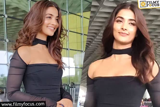 Pooja Hegde aces the Black Bodycon Dress at Airport !