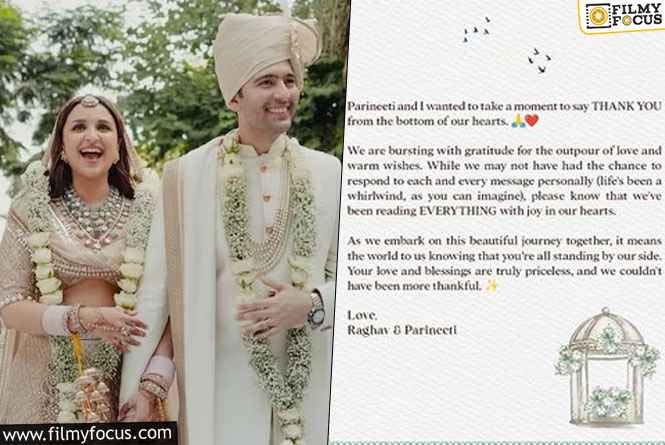 Newest couple Parineeti and Raghav Chadha share thank you note